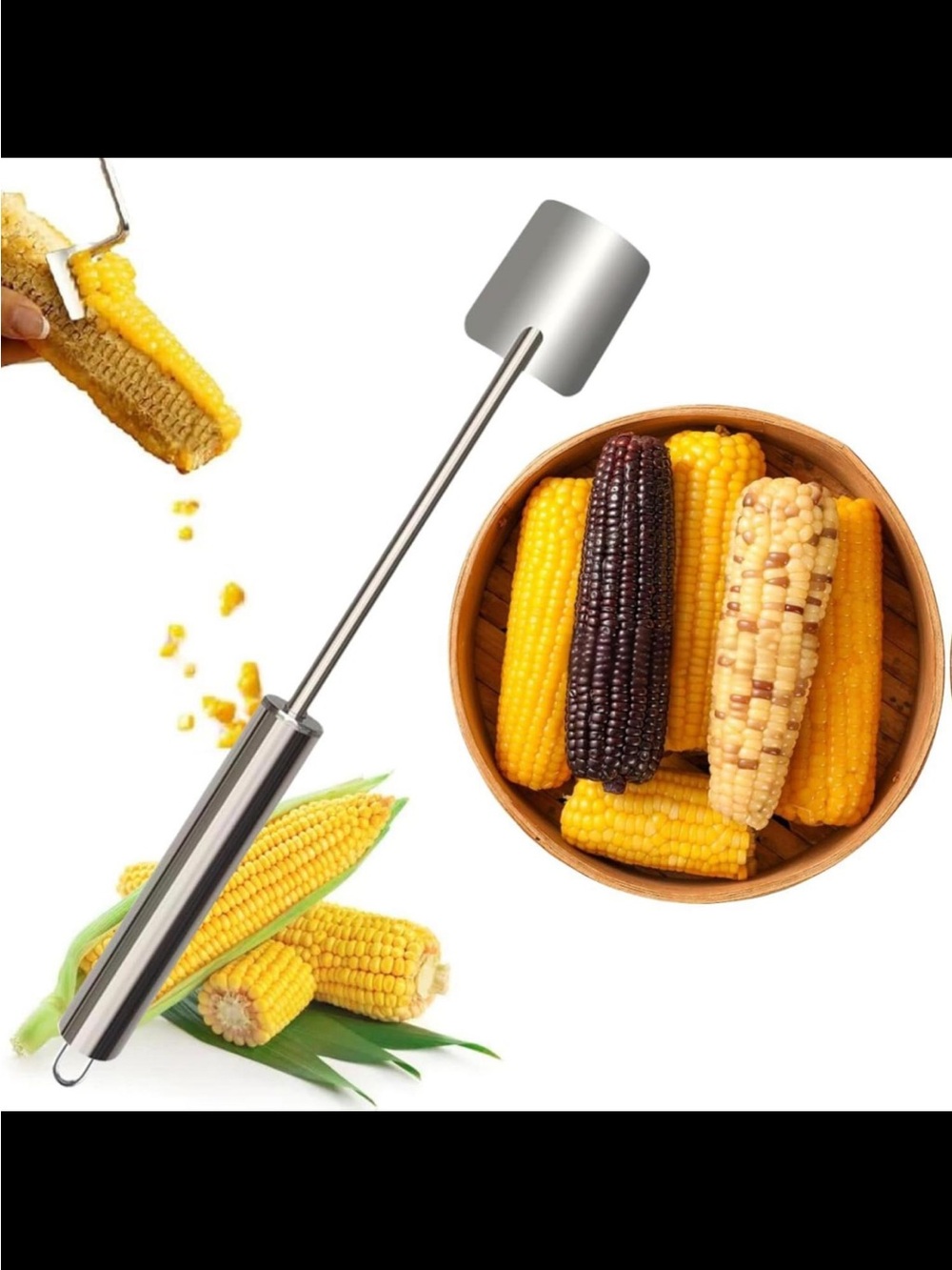 Stainless Steel Corn Scraper and Kernel Remover - Silver